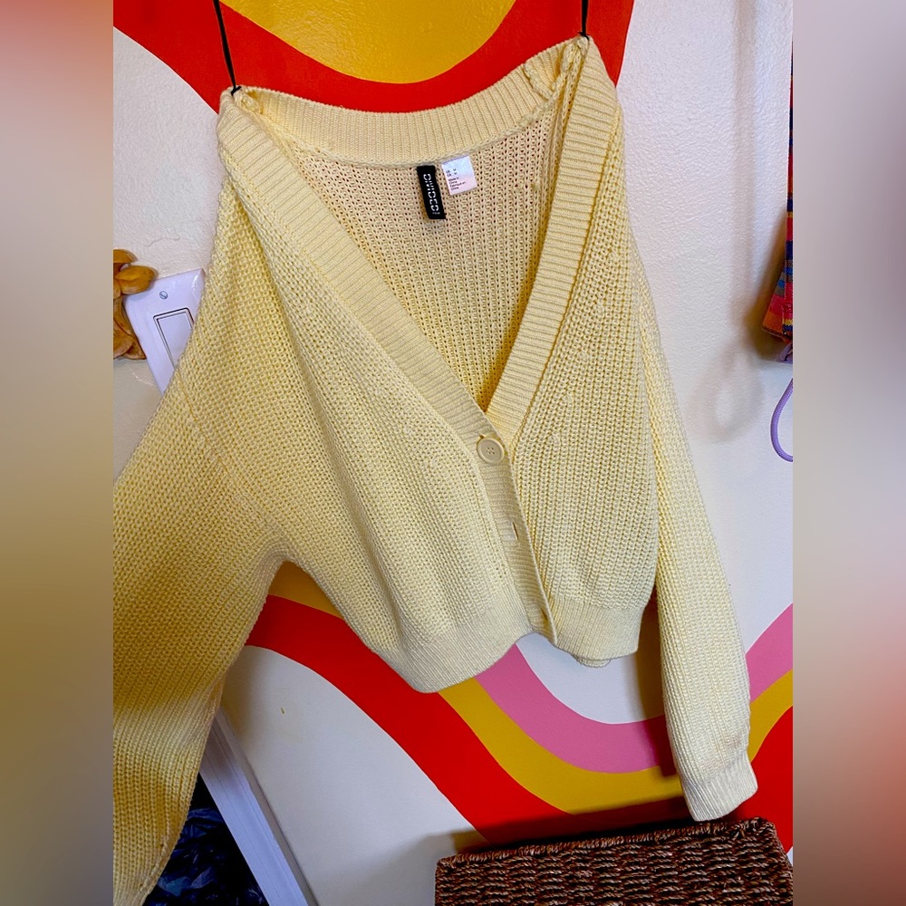 Yellow knit cardigan